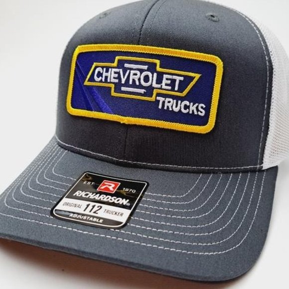 Chevy Bowtie Camo Richardson 112 Hat - USA Embroidered Trucker Cap NEW RARE 80s Richardson 112P Custom Camo Leather Patch Hat – BullHeaded  main image 4